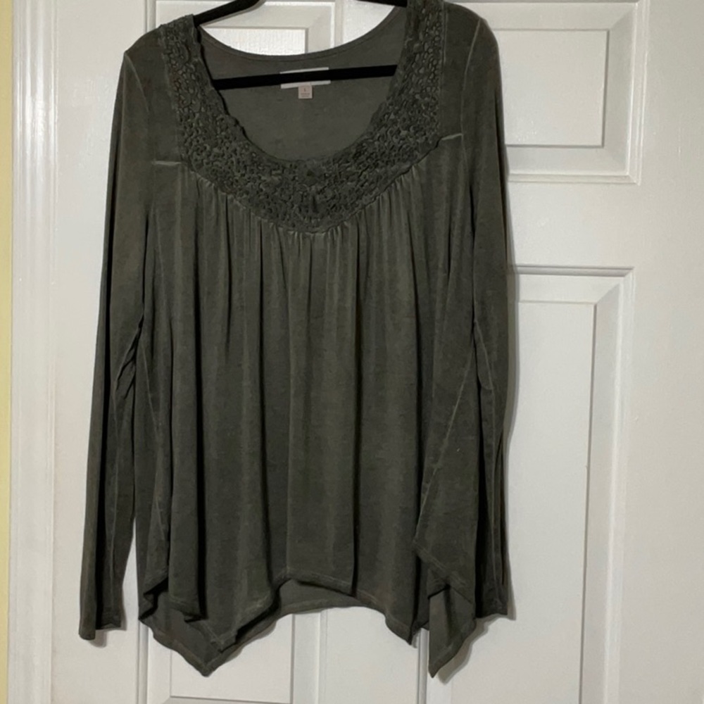 Knox Rose Green Lace blouse - Large